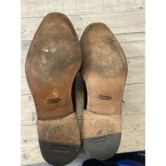 Santoni Men’s 12 Kenton Oxford Dress Shoes Brown Leather Almond Toe Lace Up - Picture 9 of 10